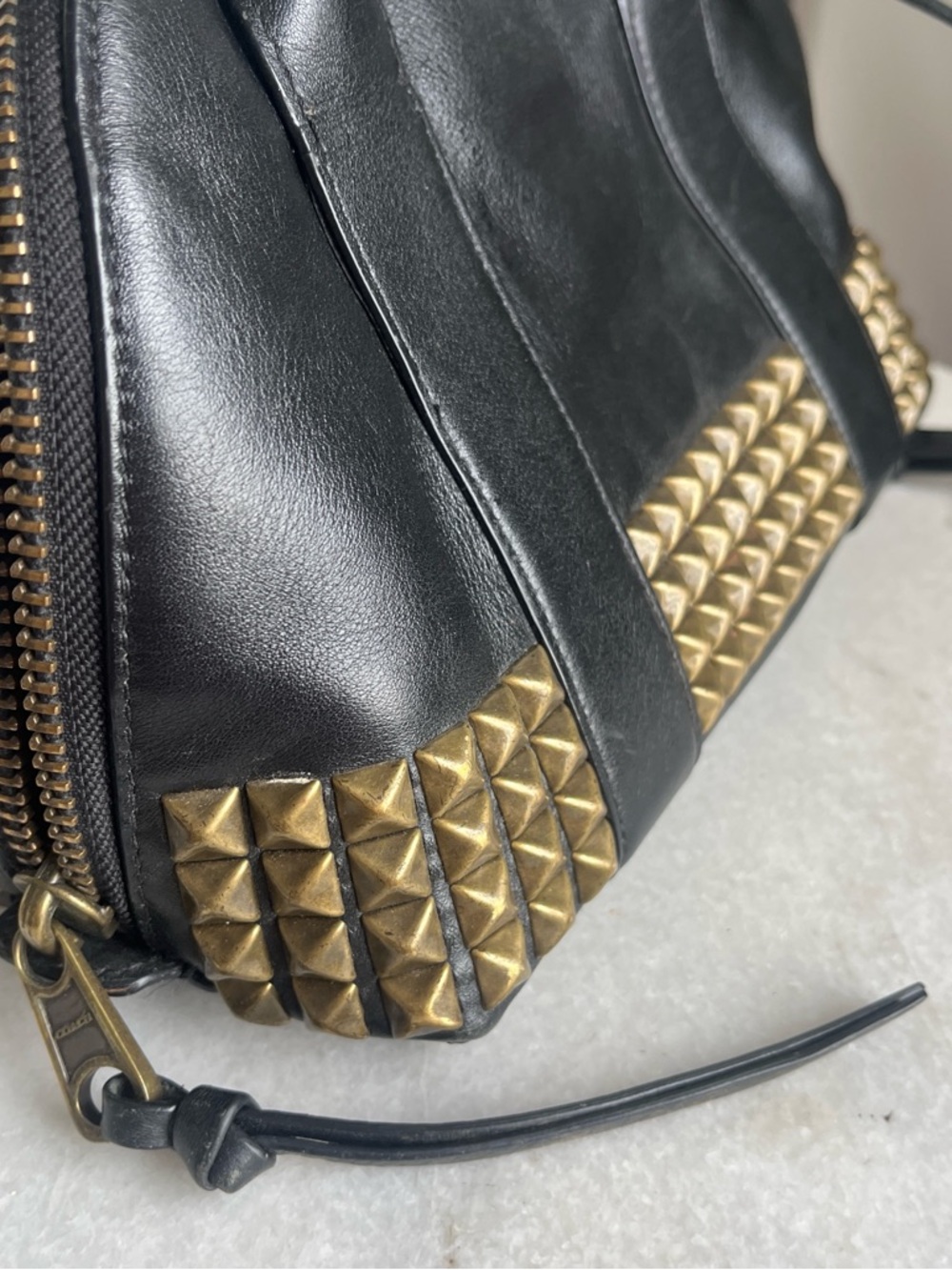 2014 Coach Black Mini Bleecker Preston Studded Leather - Picture 5 of 9
